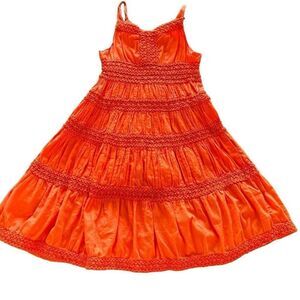 Greendog Bohemian Style Sundress Dark Orange Linen Like Flowy Size 2T